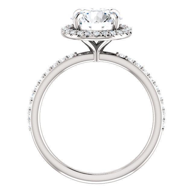 12mm or 6 Cts. DEW Round Moissanite Center Stone Diamond Accent Ice Halo .950 Platinum Ring