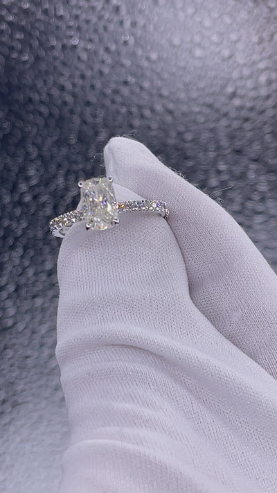 Sicili Cushion Moissanite 4 Prong 3/4 Micro Pave Diamond Engagement Ring