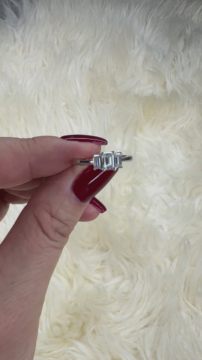 Arya Emerald Moissanite 3 Stone Comfort Fit Engagement Ring