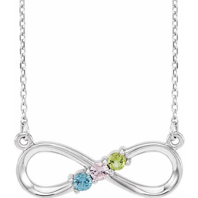 3-Stone Family Infinity-Inspired 17" Necklace-FIRE & BRILLIANCE