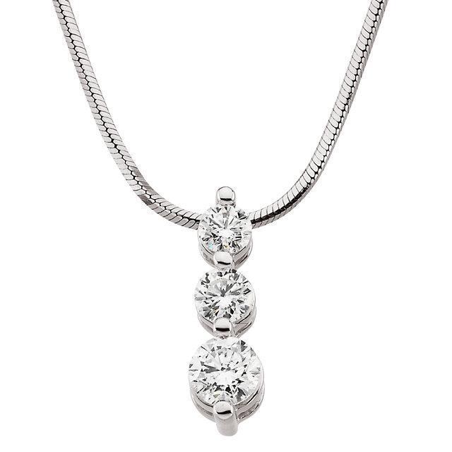 3 Stone Tiered Drop Pendant and Necklace-Pendants-Fire & Brilliance ®
