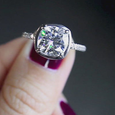Chantel Cushion Center Stone 4 Prong Illusion Setting Engagement Ring