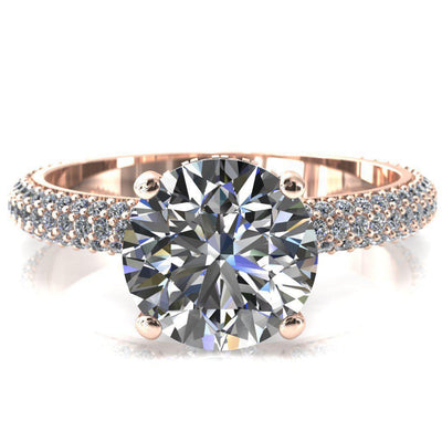 Adina Round Moissanite 4 Prong Diamond Accent Engagement Ring-Custom-Made Jewelry-Fire & Brilliance ®