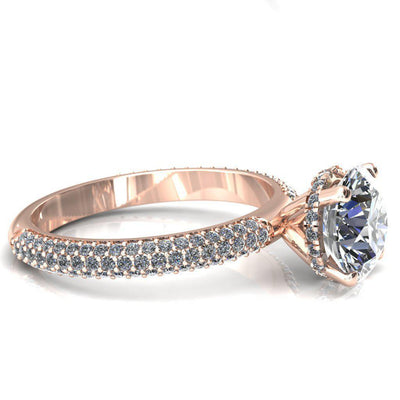 Adina Round Moissanite 4 Prong Diamond Accent Engagement Ring-Custom-Made Jewelry-Fire & Brilliance ®