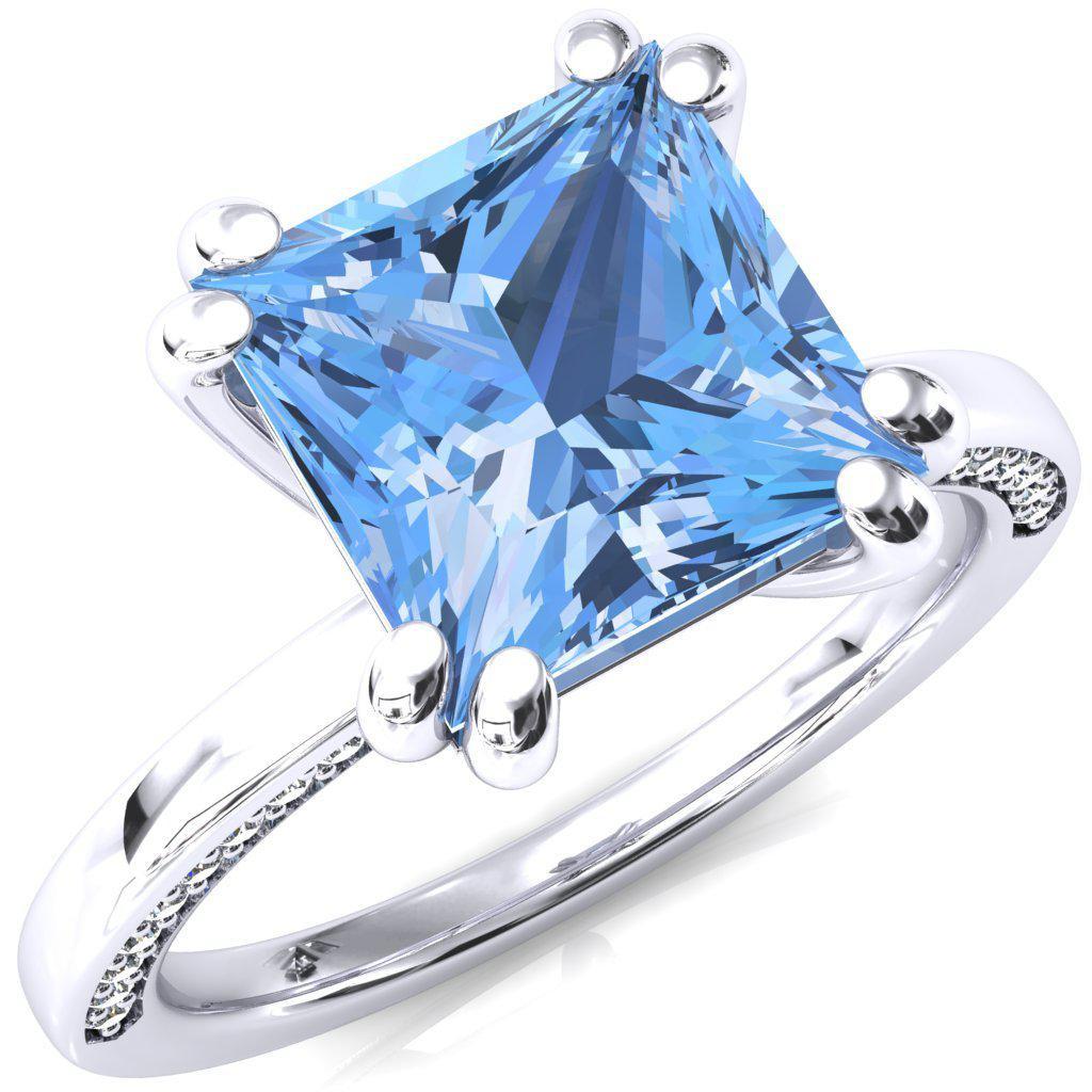 Ain Princess Aqua Blue Spinel Double Prong Single Rail Diamond