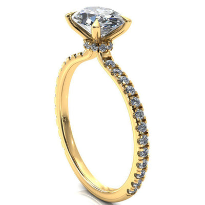 Alayna Oval Center Stone East-West 4 Claw Prong 3/4 Micro Pave Diamond Accent Ring Engagement Ring-FIRE & BRILLIANCE