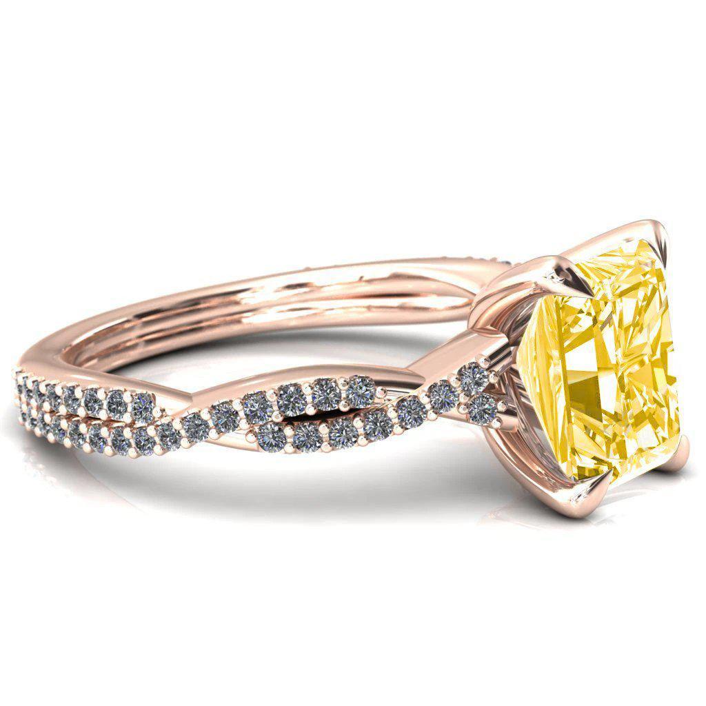 Amberley Radiant Canary Yellow 4 Claw Prong 1/2 Infinity Diamond Accent Ring Engagement Ring-FIRE & BRILLIANCE