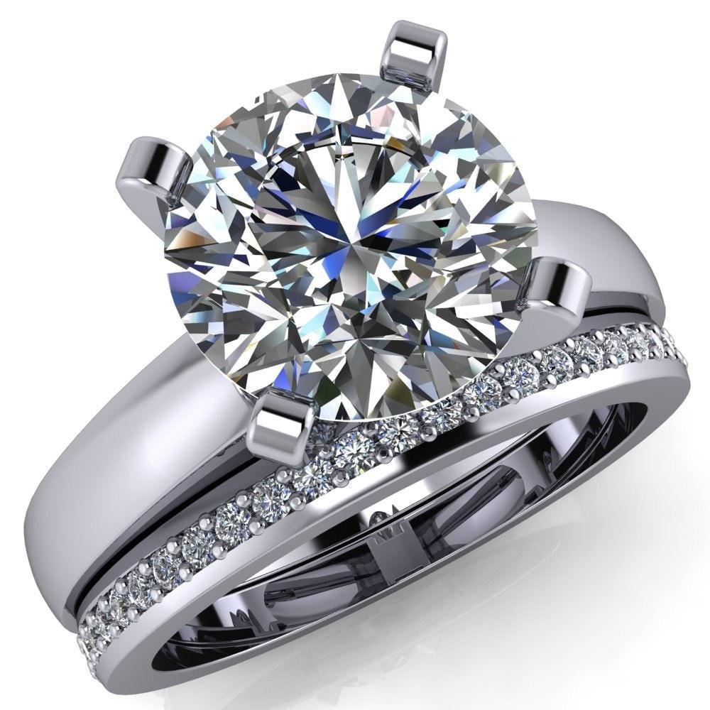 Moissanite Flat Round Engagement Rings Analisa Round Center Stone