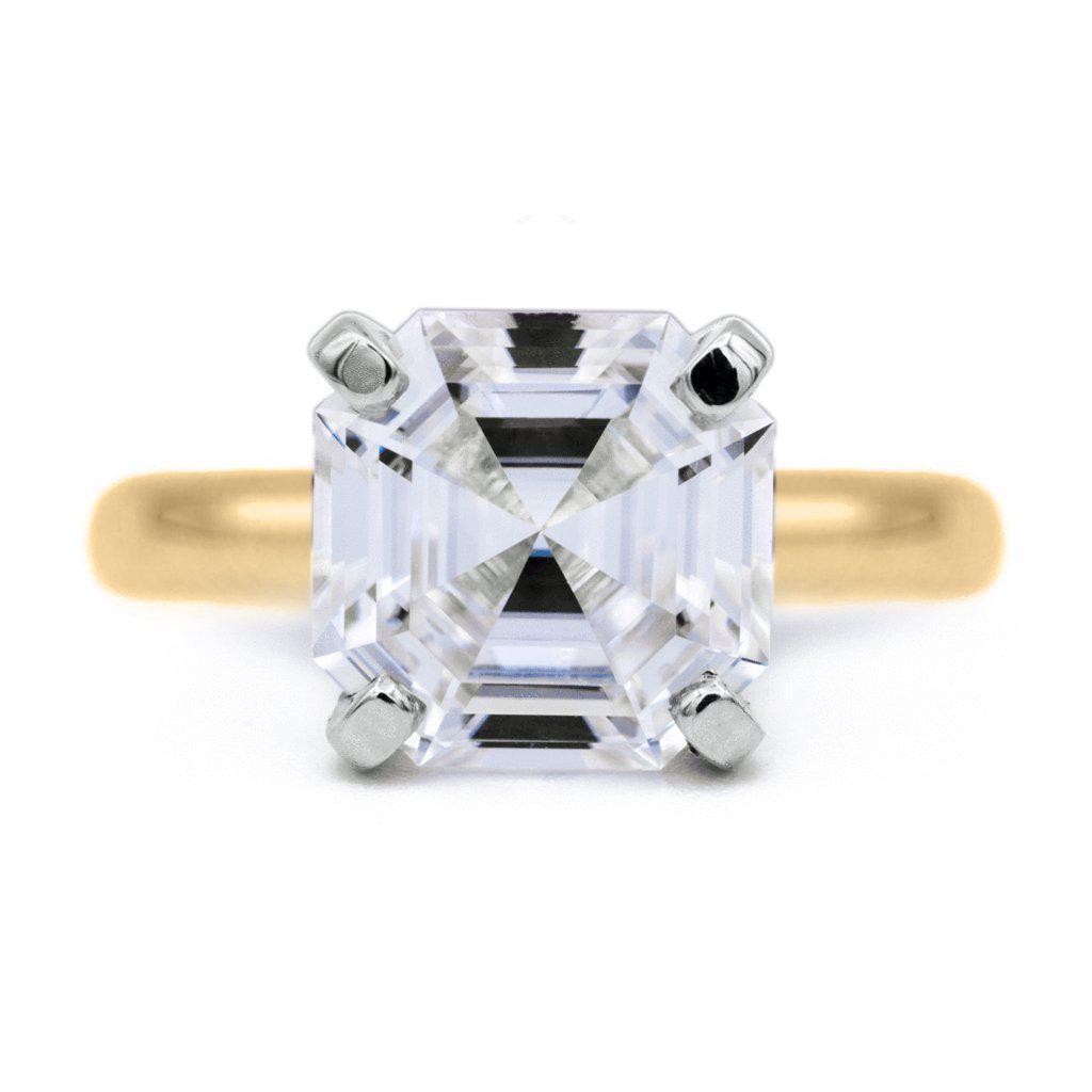 Asscher Moissanite 4 Prongs FANCY Solitaire Ring-Solitaire Ring-Fire & Brilliance ®