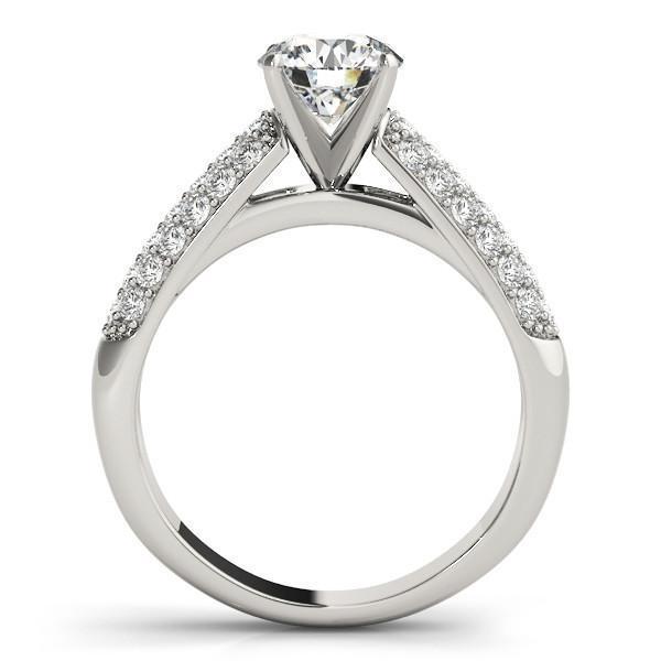 Astrid Round Moissanite Triple Diamond Channel Two-Tone Cathedral Engagement Ring-Custom-Made Jewelry-Fire & Brilliance ®