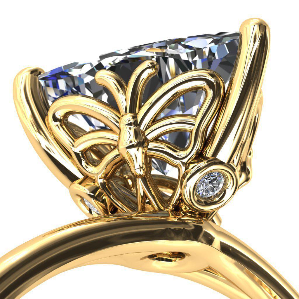 Butterfly Wings Trillion Moissanite Prong Engagement Ring – FIRE