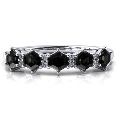 5-Stone 5mm Hexagon Diamond Accent Wedding Band