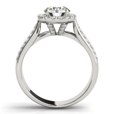 CARRIE 7.5mm ROUND Moissanite CENTER STONE HALO ENGAGEMENT RING