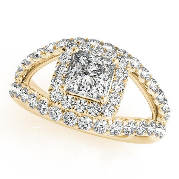 Cassandra Princess/Square Moissanite Split Shank Halo Engagement Ring ...