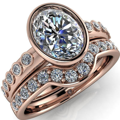 El Capitan Oval Moissanite Full Bezel Engagement Ring-Custom-Made Jewelry-Fire & Brilliance ®