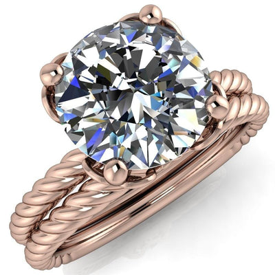 Clara Round Moissanite Rope and Filigree Design Ring-Custom-Made Jewelry-Fire & Brilliance ®