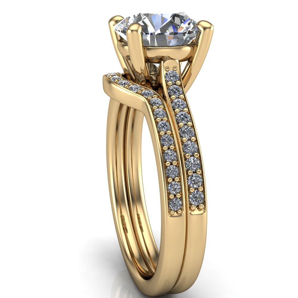 Cordelia Round Moissanite Exquisite 4 Prong Thin Diamond Row Sides Ring-Custom-Made Jewelry-Fire & Brilliance ®