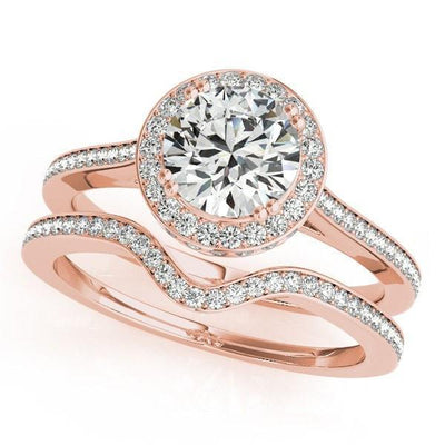 Corrie Round Moissanite Double Sided Diamond Halo and Scroll Basket Engagement Ring-Custom-Made Jewelry-Fire & Brilliance ®