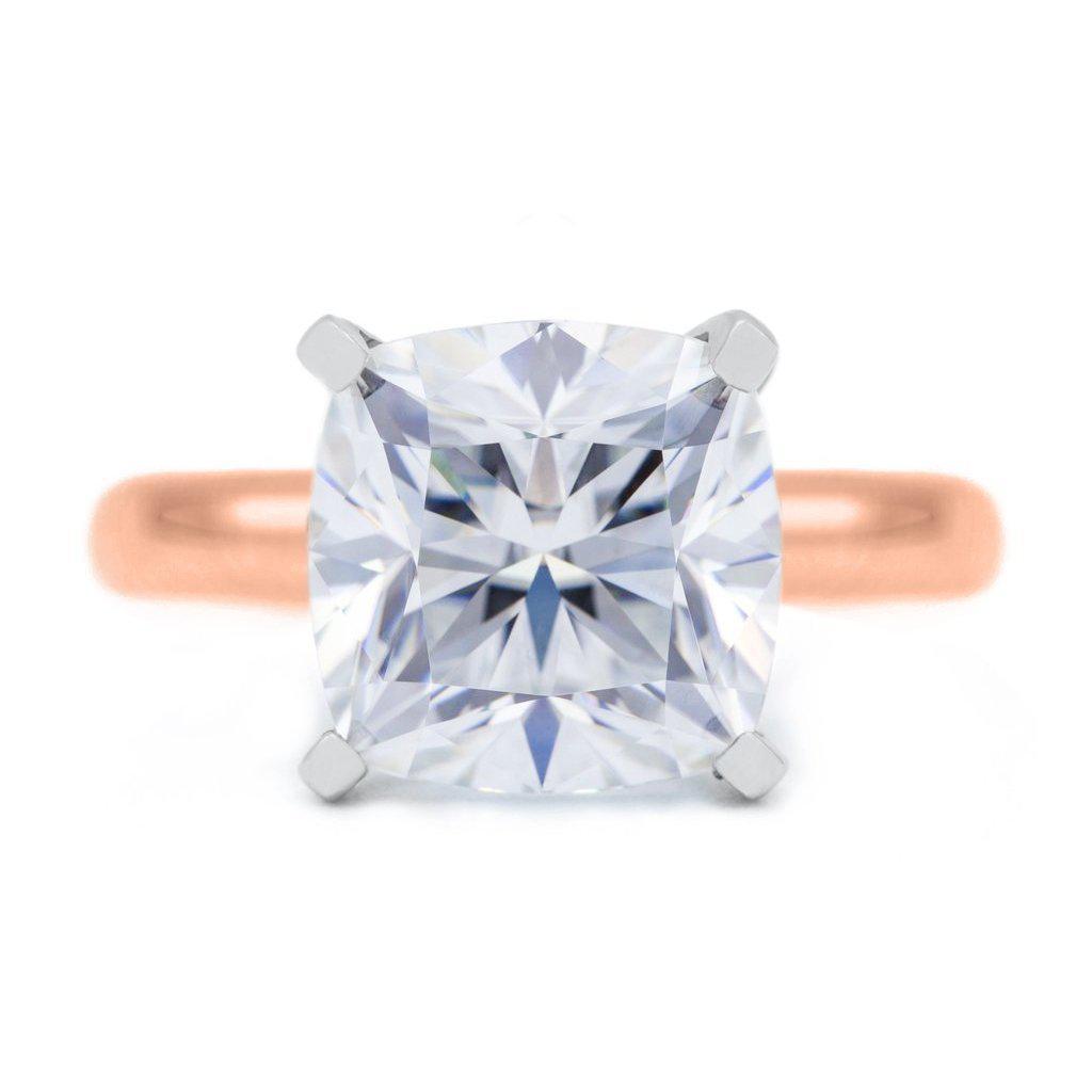 Cushion Hearts & Arrows (H&A) Cupid Moissanite 4 Prongs FANCY Solitaire Ring-Solitaire Ring-Fire & Brilliance ®