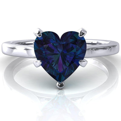 Darci Heart Alexandrite 5 Prong Cathedral Solitaire Engagement Ring-FIRE & BRILLIANCE