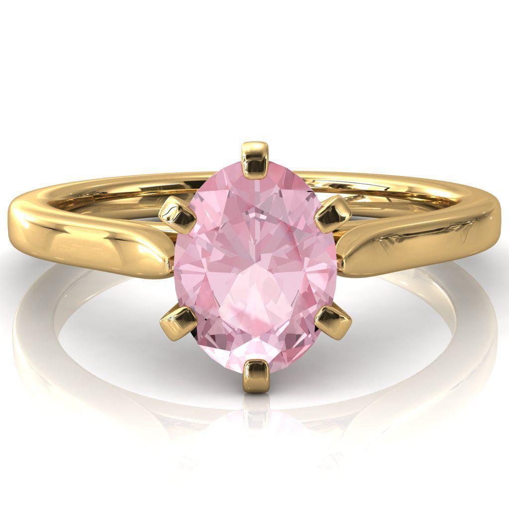 Darci Oval Pink Sapphire 6 Prong Cathedral Solitaire Engagement Ring-FIRE & BRILLIANCE