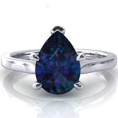 Darci Pear Alexandrite 5 Prong Cathedral Solitaire Engagement Ring-FIRE & BRILLIANCE