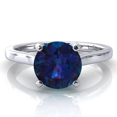 Darci Round Alexandrite 4 Prong Cathedral Solitaire Engagement Ring-FIRE & BRILLIANCE