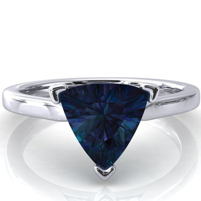 Darci Trillion Alexandrite 3 Prong Cathedral Solitaire Engagement Ring-FIRE & BRILLIANCE