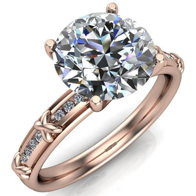Daria Round Moissanite Channel Diamond Setting 4 Prong Ring-Custom-Made Jewelry-Fire & Brilliance ®