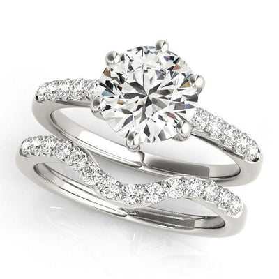 Davonne Round Moissanite Diamond Gallery 6 Prongs V-Shape Scalloped Sides Ring-Custom-Made Jewelry-Fire & Brilliance ®