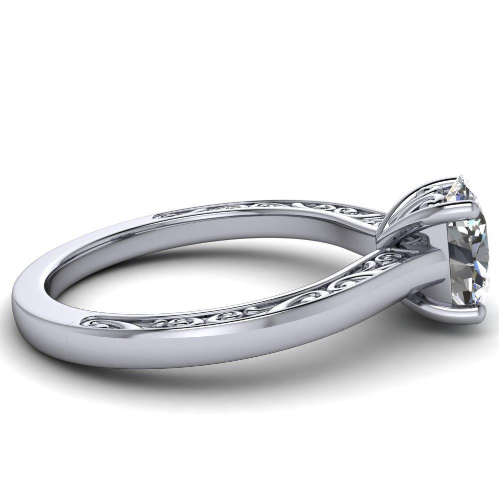 Dewey Oval Moissanite 4 Prongs Filigree Side Shank Engagement Ring-Custom-Made Jewelry-Fire & Brilliance ®