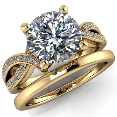 Eden Round Moissanite Diamond Channel Split Shank Ring-Custom-Made Jewelry-Fire & Brilliance ®