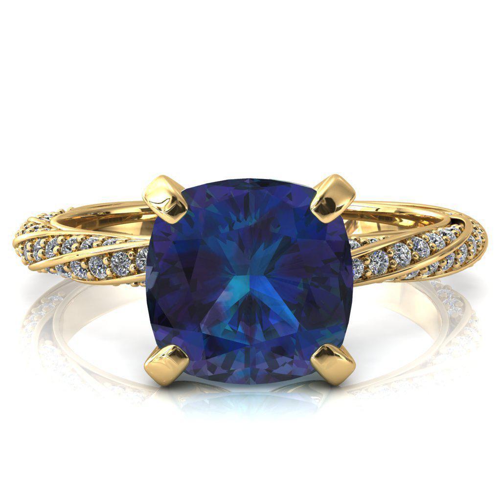Elysia Cushion Alexandrite 4 Prong 3/4 Eternity Diamond Accent Ring-FIRE & BRILLIANCE