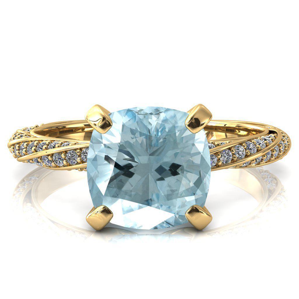 Elysia Cushion Aqua Blue Spinel 4 Prong 3/4 Eternity Diamond Accent Ring-FIRE & BRILLIANCE