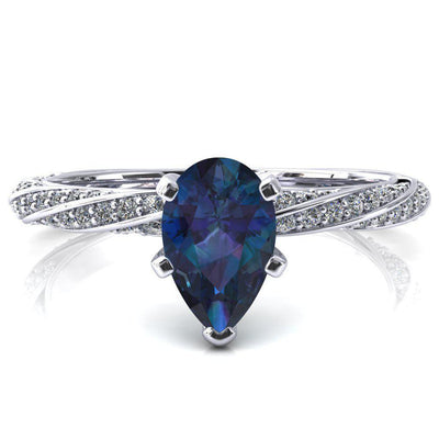 Elysia Pear Alexandrite 5 Prong 3/4 Eternity Diamond Accent Ring-FIRE & BRILLIANCE