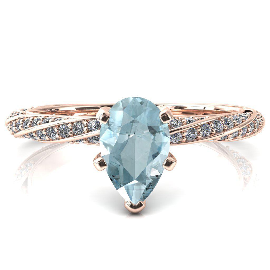 Elysia Pear Aqua Blue Spinel 5 Prong 3/4 Eternity Diamond Accent Ring-FIRE & BRILLIANCE