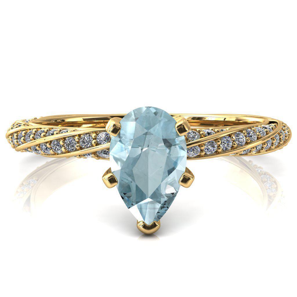 Elysia Pear Aqua Blue Spinel 5 Prong 3/4 Eternity Diamond Accent Ring-FIRE & BRILLIANCE