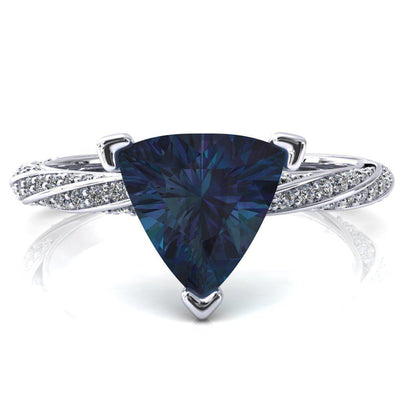 Elysia Trillion Alexandrite 3 Prong 3/4 Eternity Diamond Accent Ring-FIRE & BRILLIANCE