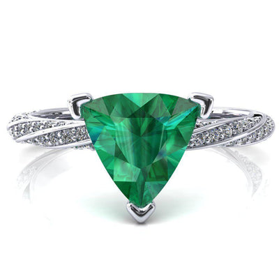 Elysia Trillion Emerald 3 Prong 3/4 Eternity Diamond Accent Ring-FIRE & BRILLIANCE