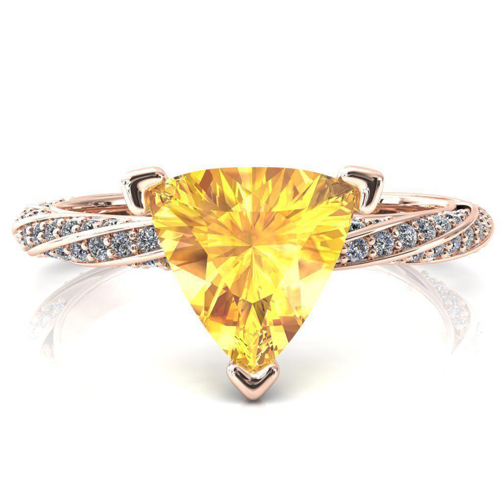 Elysia Trillion Yellow Sapphire 3 Prong 3/4 Eternity Diamond Accent Ring-FIRE & BRILLIANCE