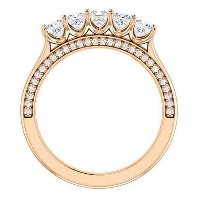 Estella Princess Moissanite 1/2 Eternity Accent Diamonds Anniversary Band-Wedding and Anniversary Bands-Fire & Brilliance ®