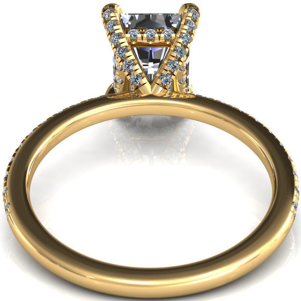 Ezili Radiant Center Stone 4 Claw Prong Micro Pave Diamond Sides Engagement Ring