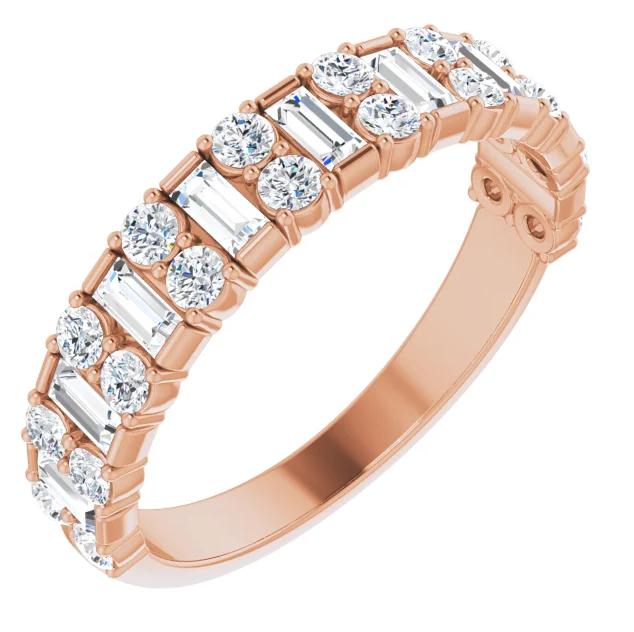 Fabianna Round and Straight Baguette Moissanite or Diamond Band-FIRE & BRILLIANCE