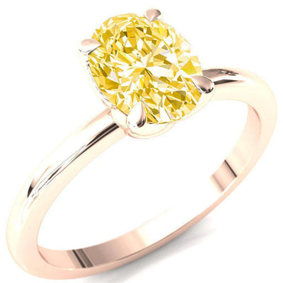 Felicity Oval Canary Yellow 4 Claw Prong Petal Basket Engagement Ring-FIRE & BRILLIANCE