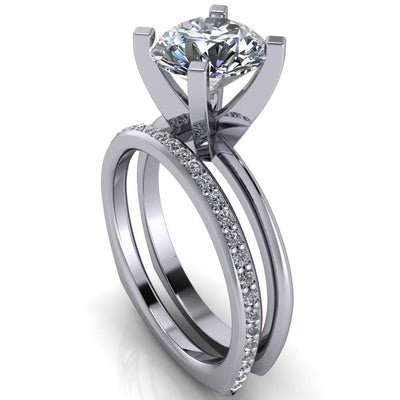 Gabriella Round Moissanite Classic 4 Prong Euro Shank Solitaire Ring-Custom-Made Jewelry-Fire & Brilliance ®