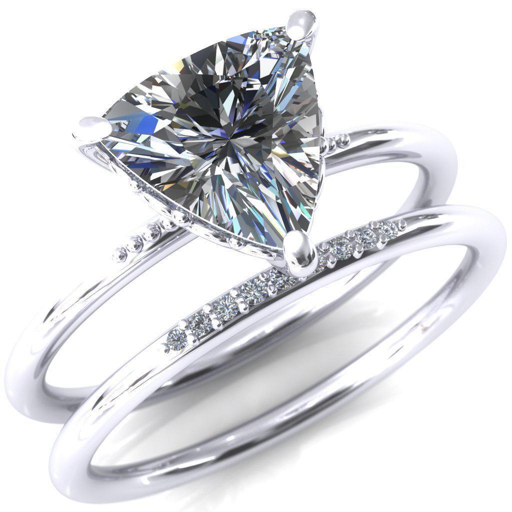 Gemima Trillion Moissanite 3 Prong Engagement Ring-Custom-Made Jewelry-Fire & Brilliance ®