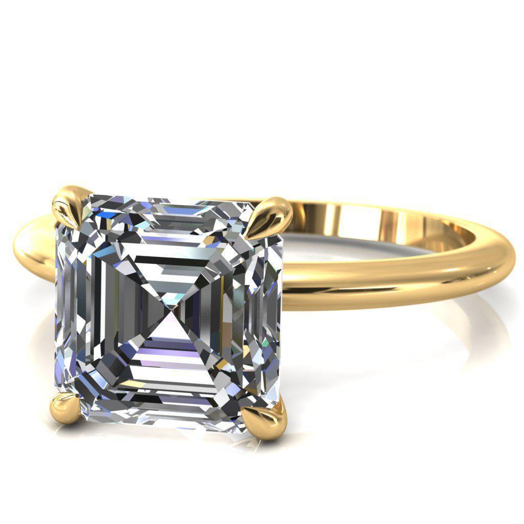 Gracey Asscher Moissanite 4-Claw Prong Engagement Ring-Custom-Made Jewelry-Fire & Brilliance ®