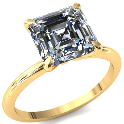 Gracey Asscher Moissanite 4-Claw Prong Engagement Ring-Custom-Made Jewelry-Fire & Brilliance ®