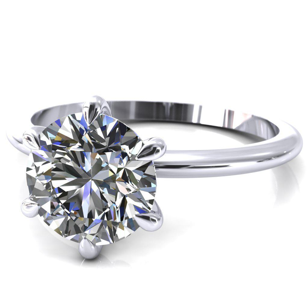 Gracey Round Moissanite 6-Claw Prong Engagement Ring-Custom-Made Jewelry-Fire & Brilliance ®