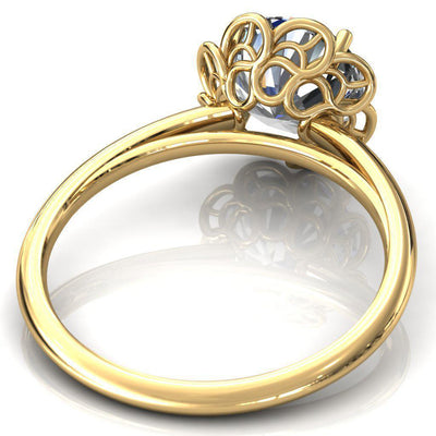 Heirloom Flower Round Moissanite Engagement Ring-Custom-Made Jewelry-Fire & Brilliance ®